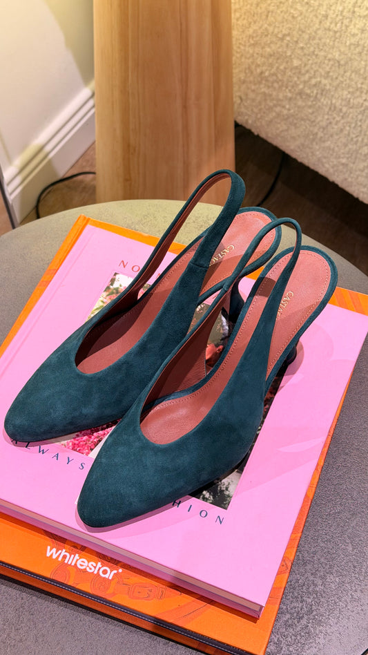 SCARPE DÉCOLLETÉ GWEN SLINGBACK IN VERNICE CAMOSCIO VERDE