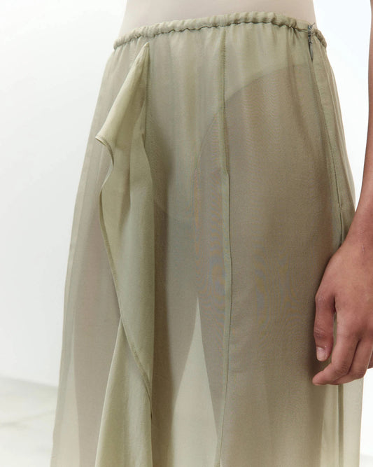 MAXI GONNA CHIFFON VOLANT