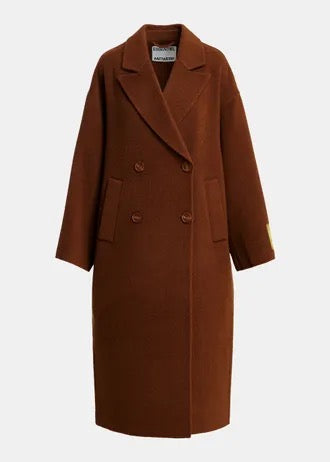 Cappotto oversize marrone in misto lana e cashmere