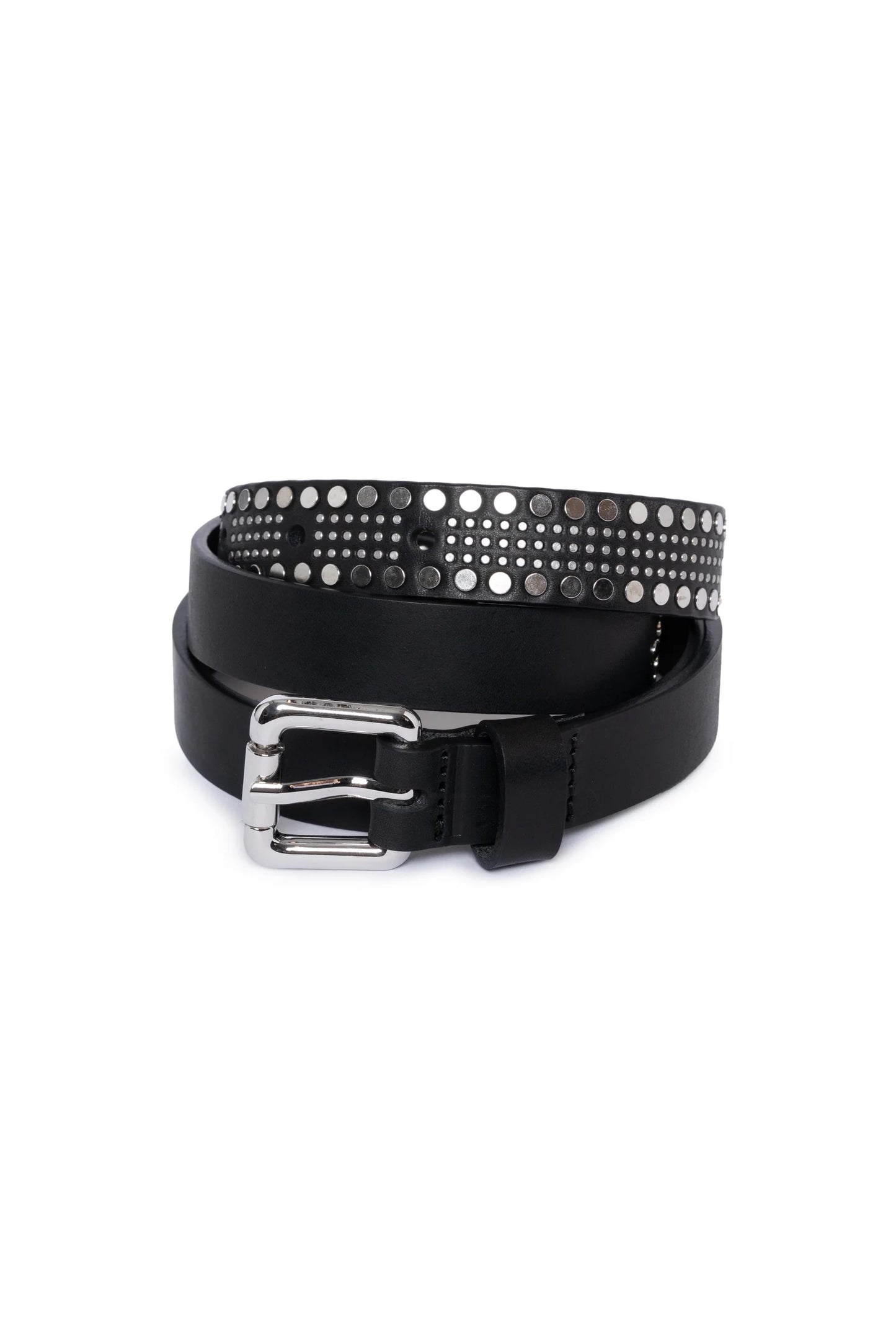 Cintura in pelle nera con borchie