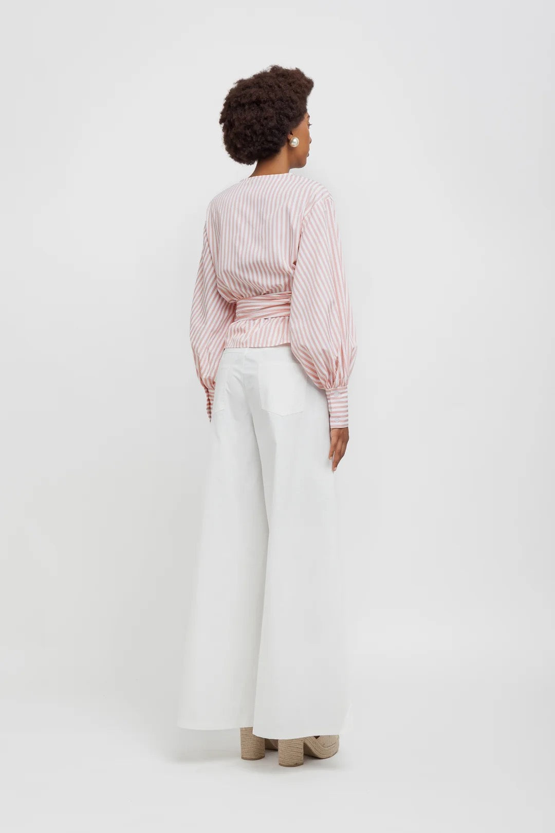 Blusa in popeline rigato