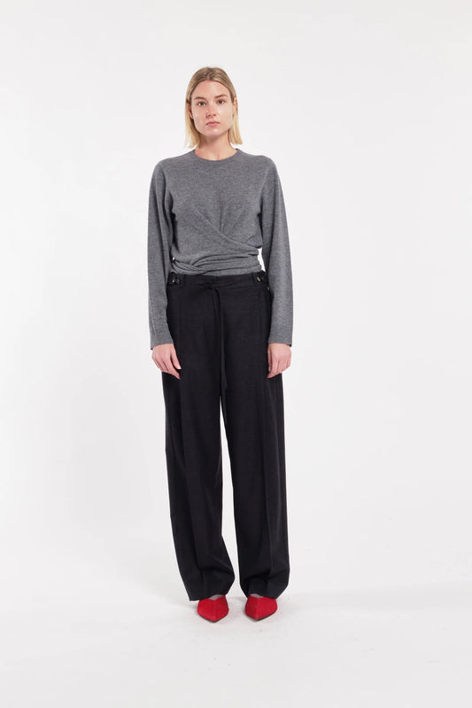 Charcoal Relaxed-Leg Flannel Trousers