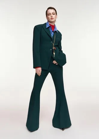 Pantaloni sartoriali svasati verde scuro