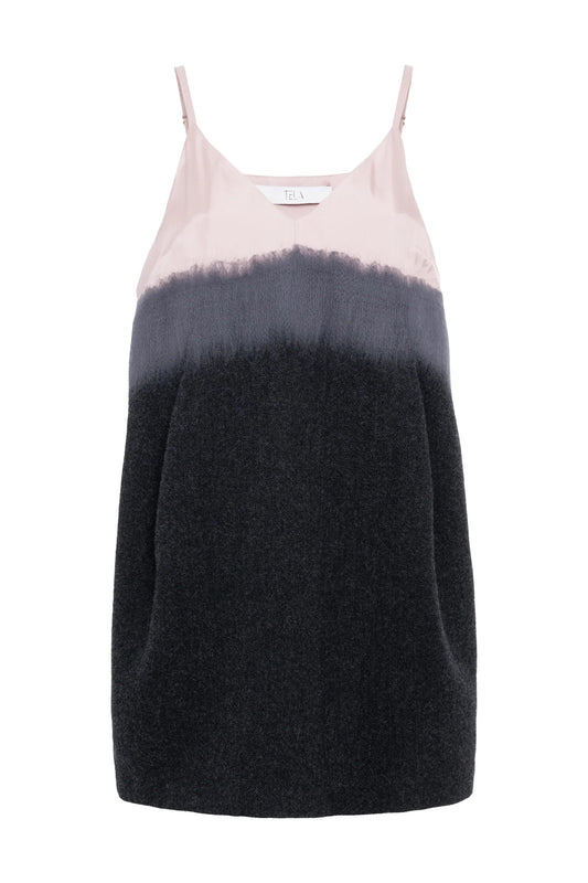 Abito mini sottoveste color block agugliato
