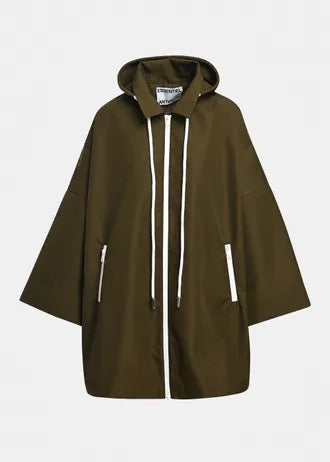 Dark green oversized hooded rain coat