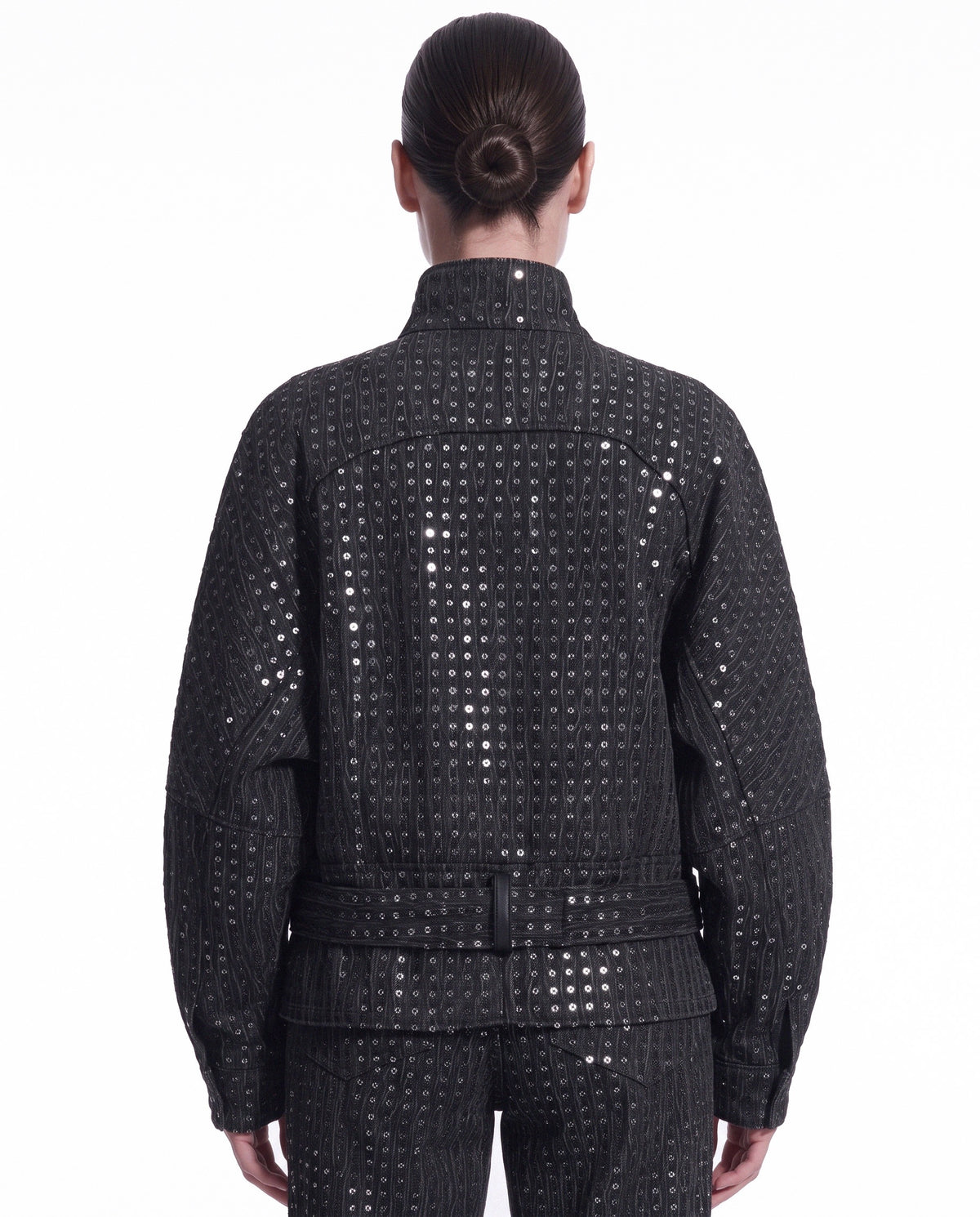 GIUBBOTTO IN DENIM WASHED CON PAILLETTES