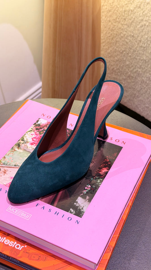 SCARPE DÉCOLLETÉ GWEN SLINGBACK IN VERNICE CAMOSCIO VERDE