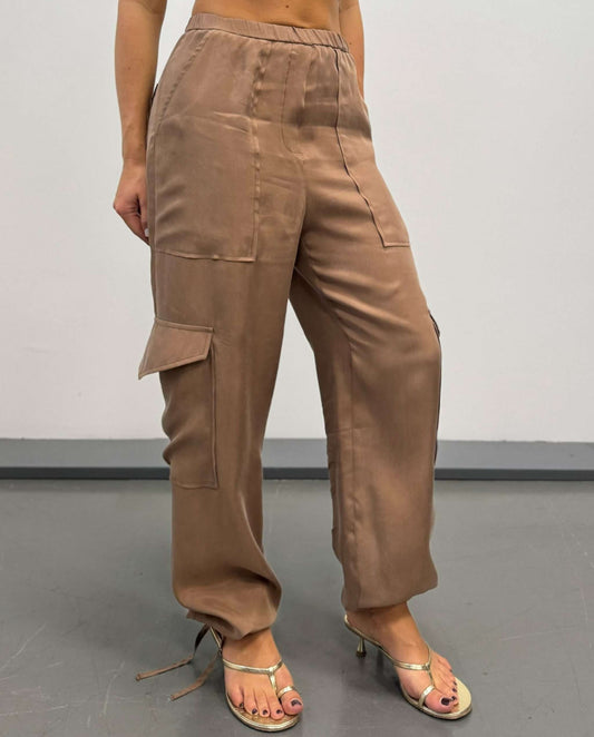 Pantalone cargo satinato