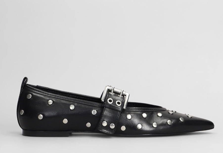 Ballerine on pelle nera