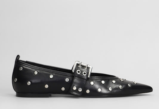Ballerine on pelle nera