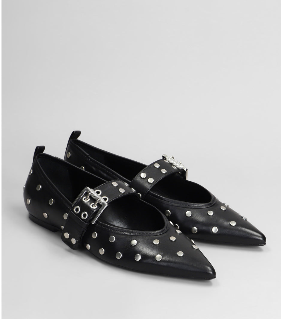 Ballerine on pelle nera
