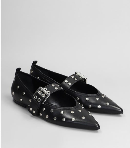 Ballerine on pelle nera