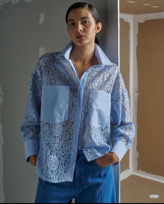 Camicia in pizzo paillettes