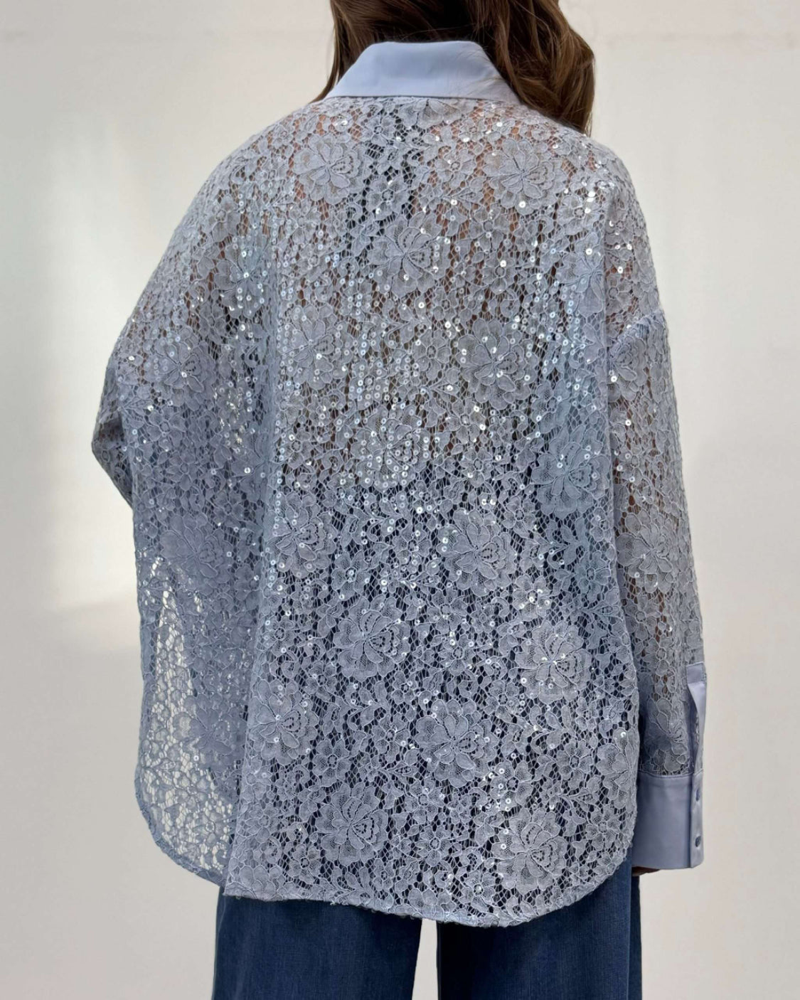 Camicia in pizzo paillettes
