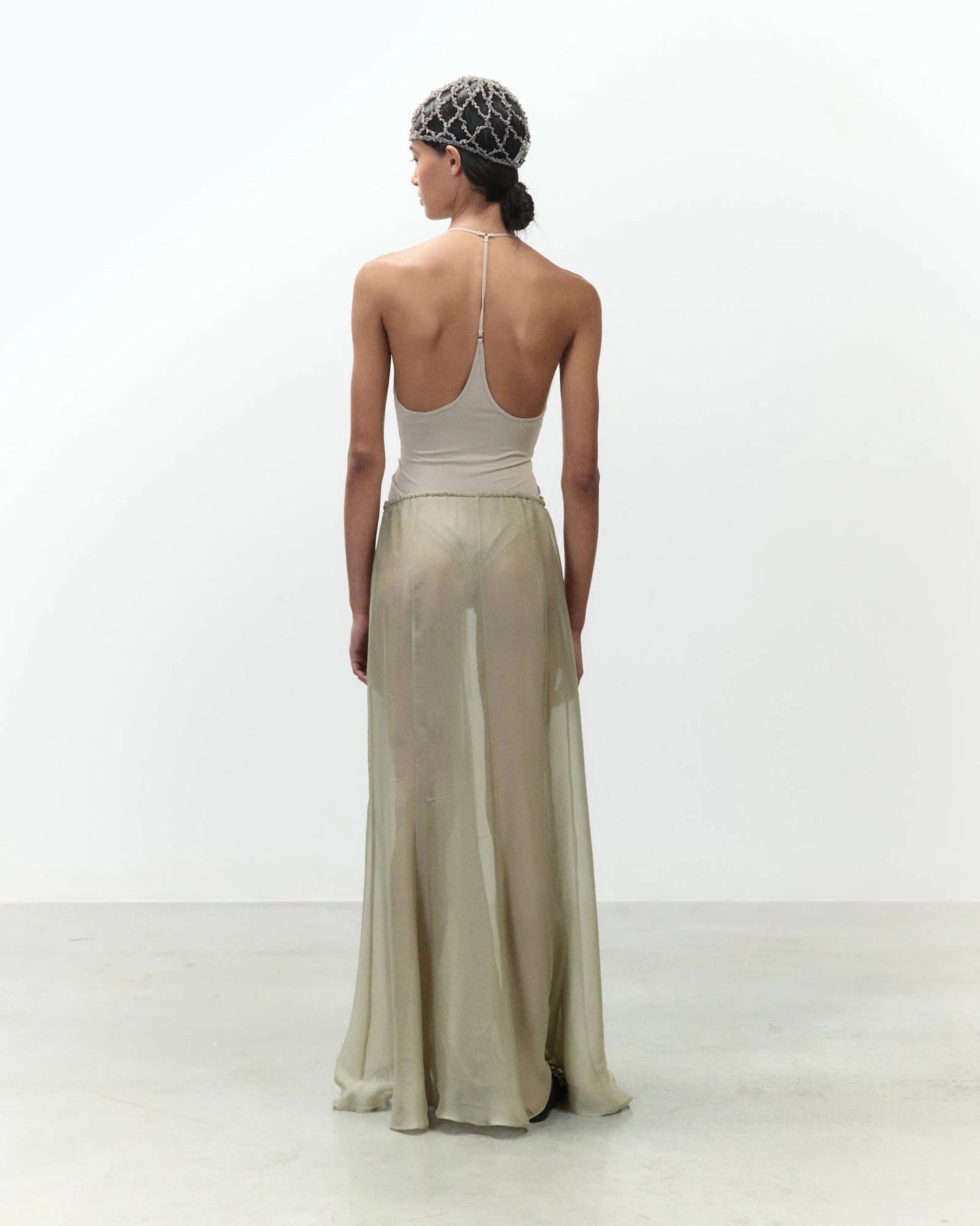MAXI GONNA CHIFFON VOLANT