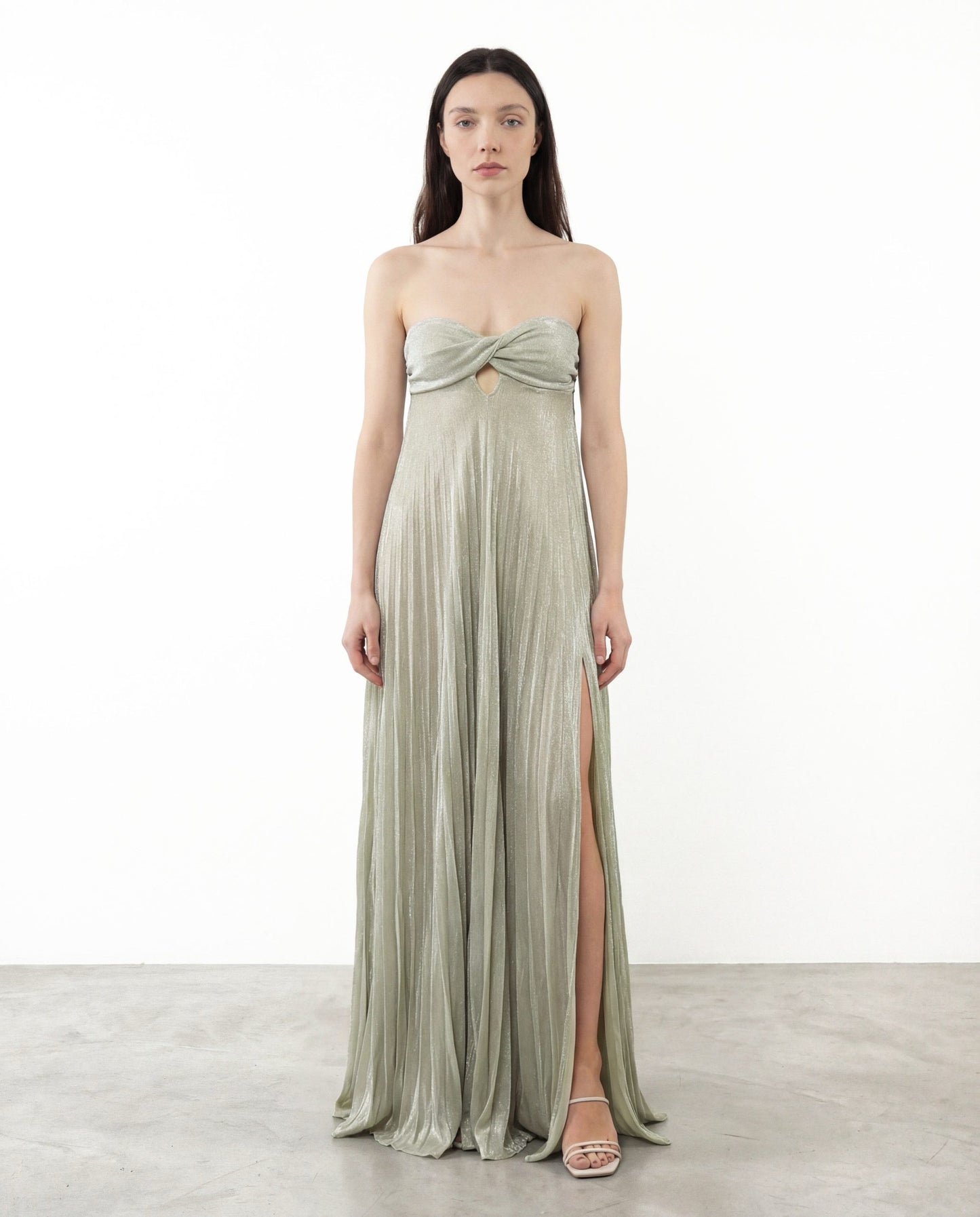 ABITO LUNGO PLISSÉ BUSTIER LUREX