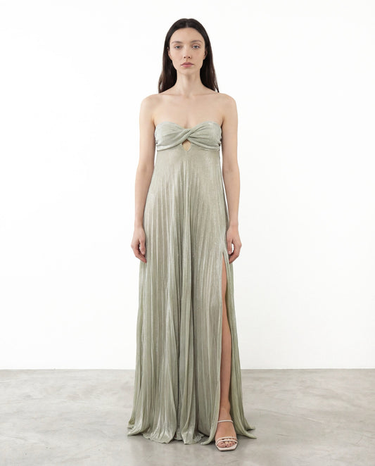 ABITO LUNGO PLISSÉ BUSTIER LUREX