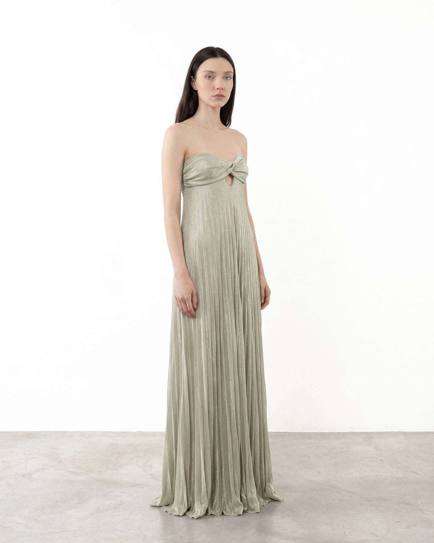 ABITO LUNGO PLISSÉ BUSTIER LUREX