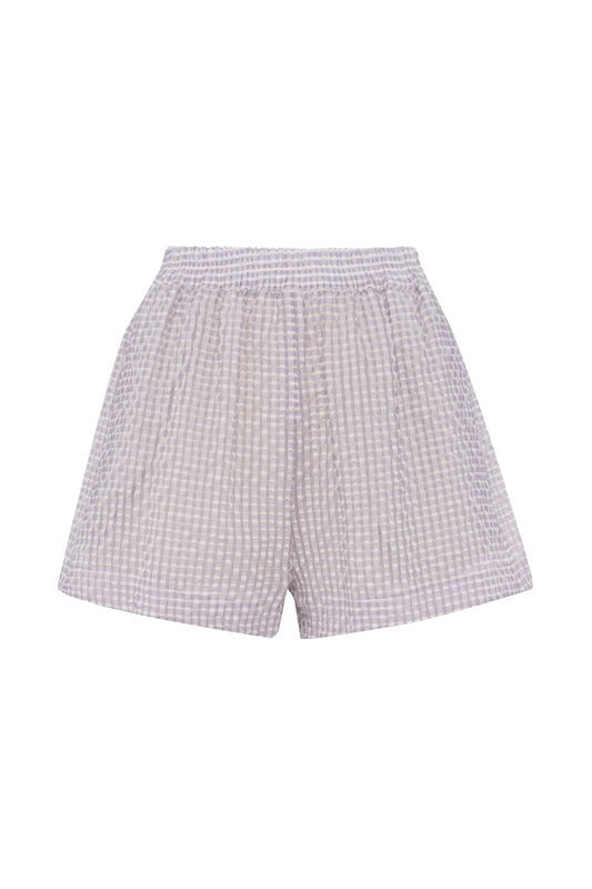 Shorts a quadri bianco e lilla