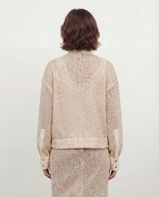BOMBER IN RETE CON PAILLETTES MATTE