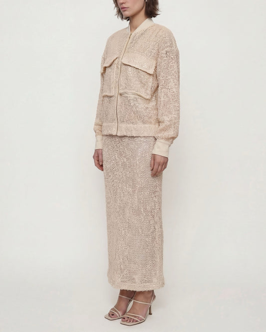 BOMBER IN RETE CON PAILLETTES MATTE