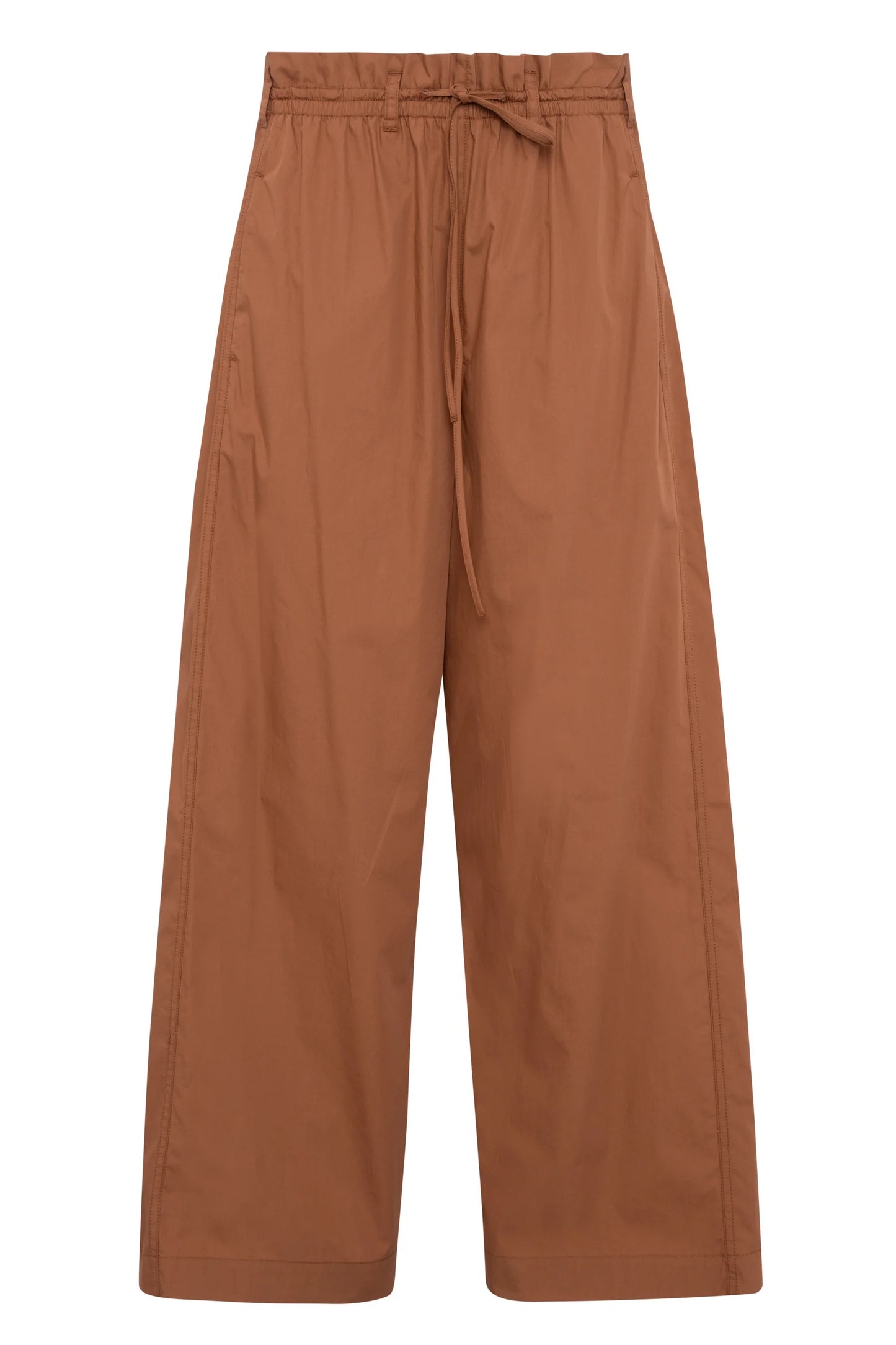 Terracotta Wide-Leg Trousers In Cotton Poplin