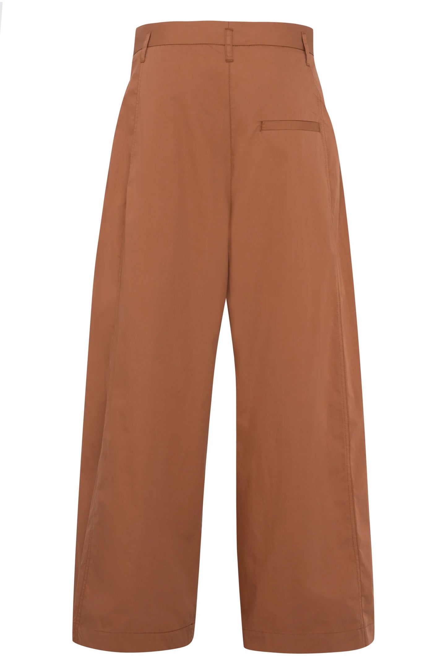 Terracotta Wide-Leg Trousers In Cotton Poplin
