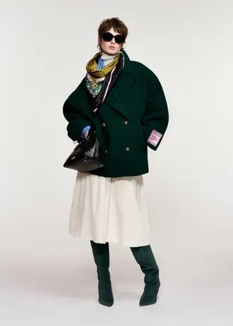 Cappotto doppiopetto in lana verde scuro