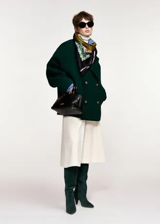 Cappotto doppiopetto in lana verde scuro