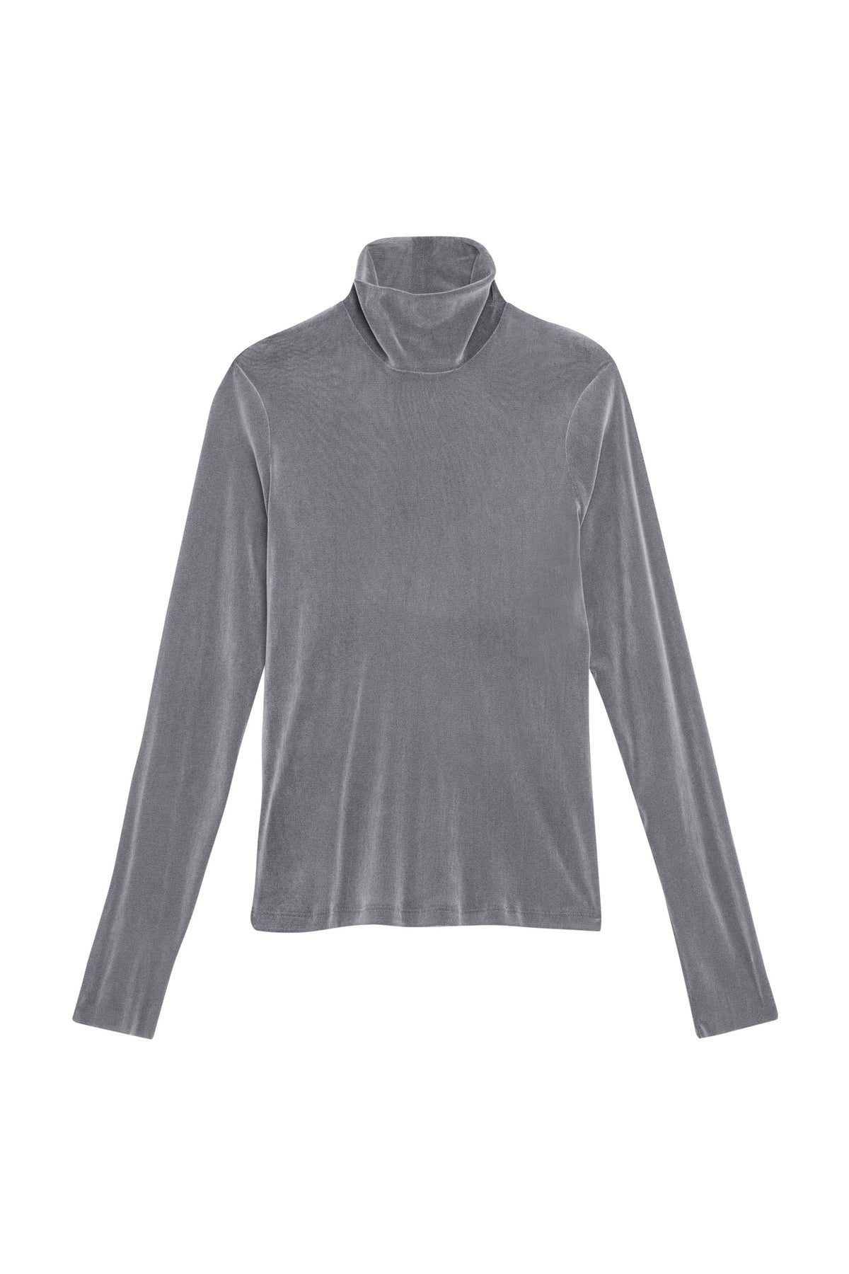 - Maglia con collo a dolcevita - Maniche lunghe - Tessuto in tulle floccato - Colore grigio
