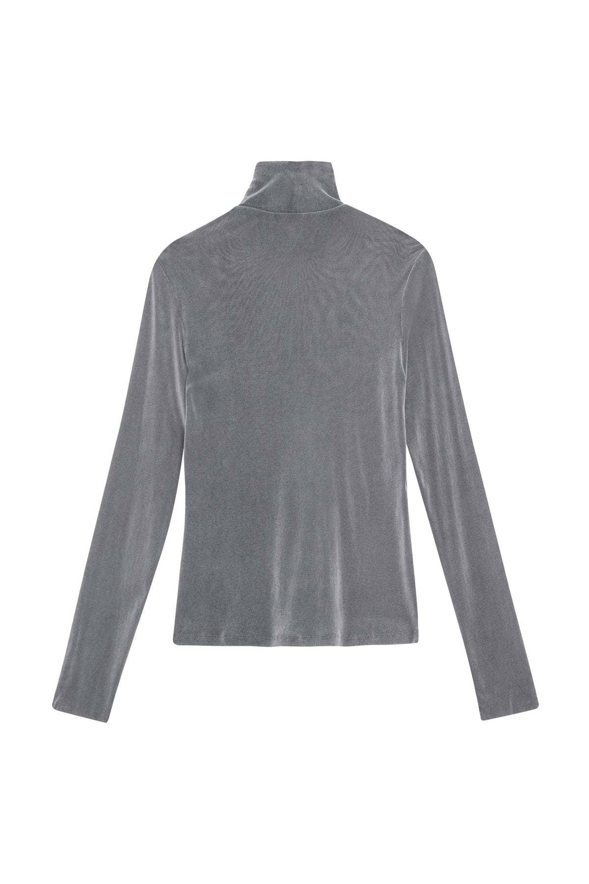 - Maglia con collo a dolcevita - Maniche lunghe - Tessuto in tulle floccato - Colore grigio