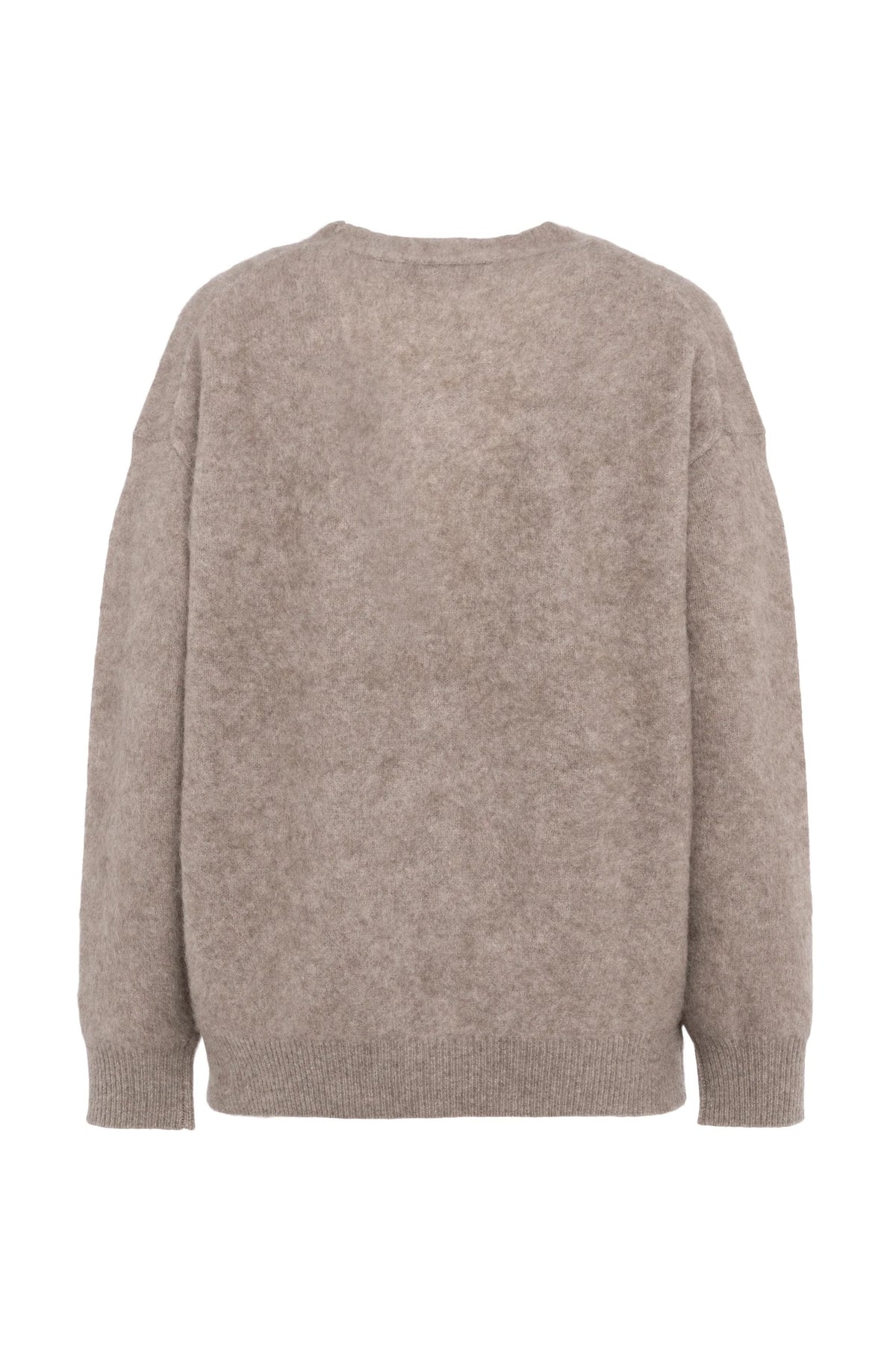 Cardigan a maniche lunghe con scollo a V in yak e lana garzati con bottoni