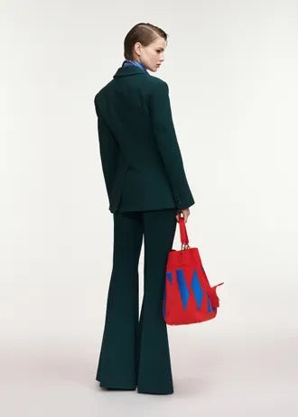 Pantaloni sartoriali svasati verde scuro