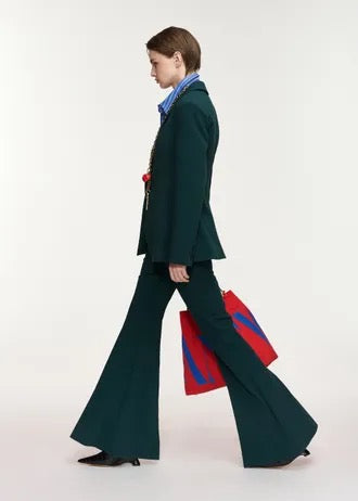 Pantaloni sartoriali svasati verde scuro