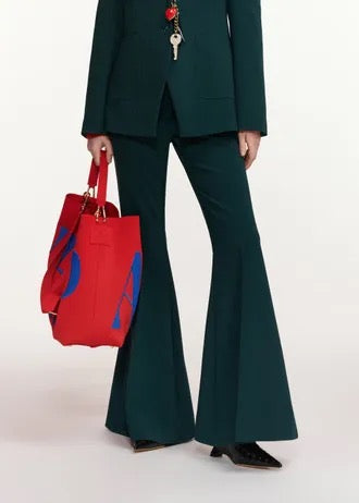 Pantaloni sartoriali svasati verde scuro