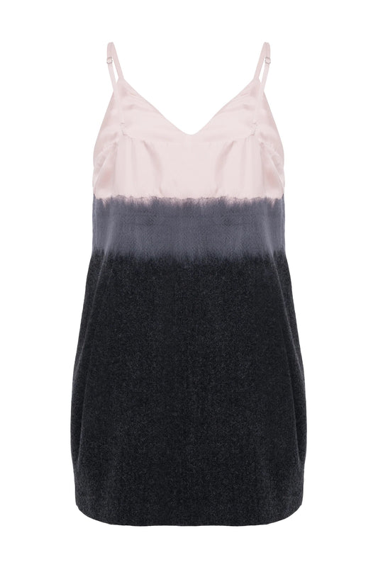 Abito mini sottoveste color block agugliato