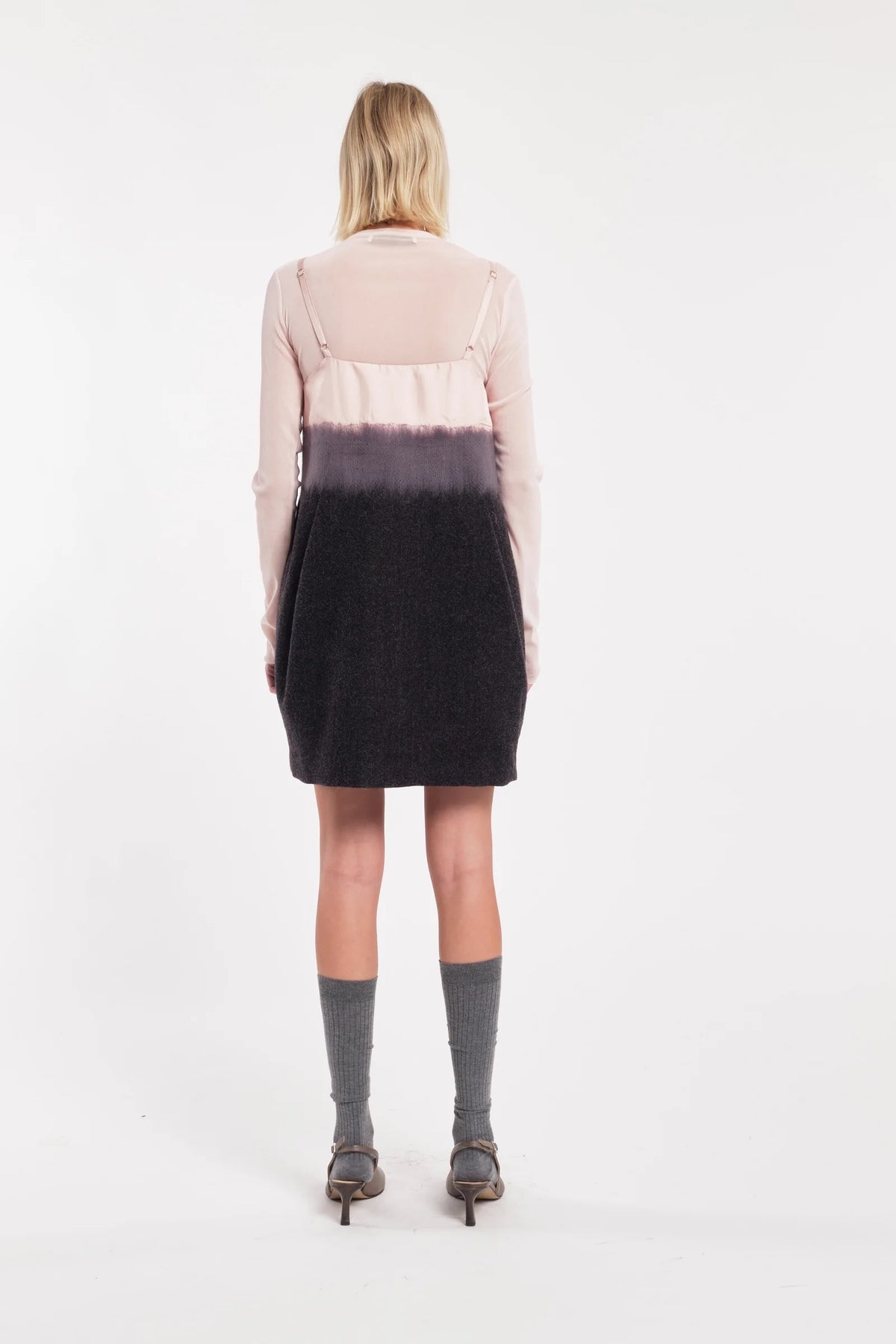 Abito mini sottoveste color block agugliato