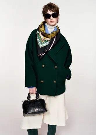 Cappotto doppiopetto in lana verde scuro