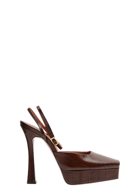 SCARPE DÉCOLLETÉ VICKY IN PELLE MARRONE EFFETTO VINTAGE