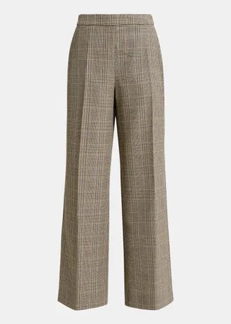 Brown, black and cream checked wide-leg pants