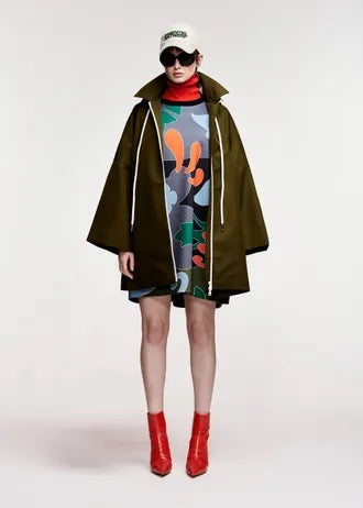 Dark green oversized hooded rain coat