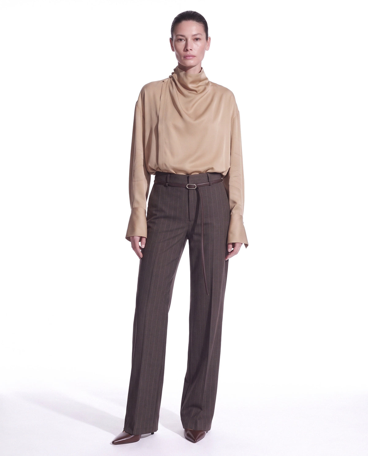 BLUSA A PORTAFOGLIO CON COLLO ALTO