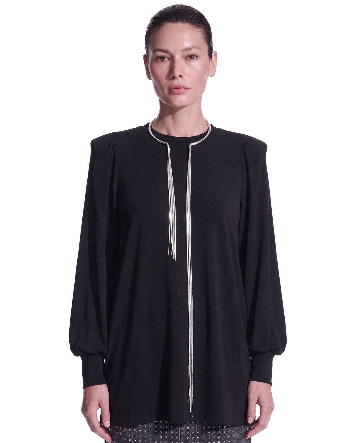 MAGLIA IN JERSEY MORBIDO CON SPALLINE