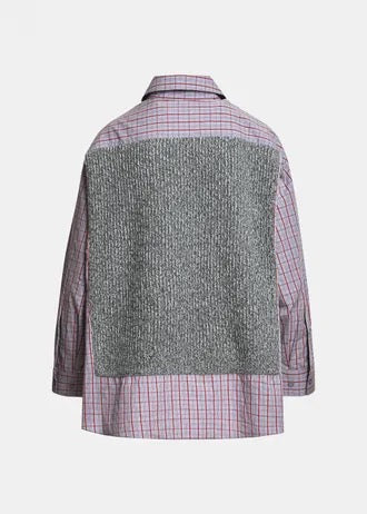 Grey, light blue and red layered knit vest shirt