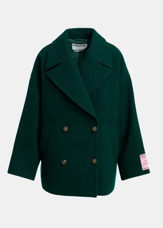 Cappotto doppiopetto in lana verde scuro